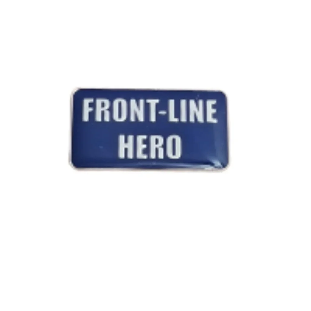 Front‑Line Hero Enamel Tac Pin Navy Silver 1